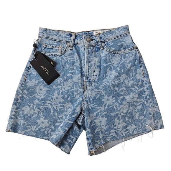 Women's Rag & Bone Floral Print‎ High Rise 6" Denim Shorts Size 24 - Picture 1 of 10